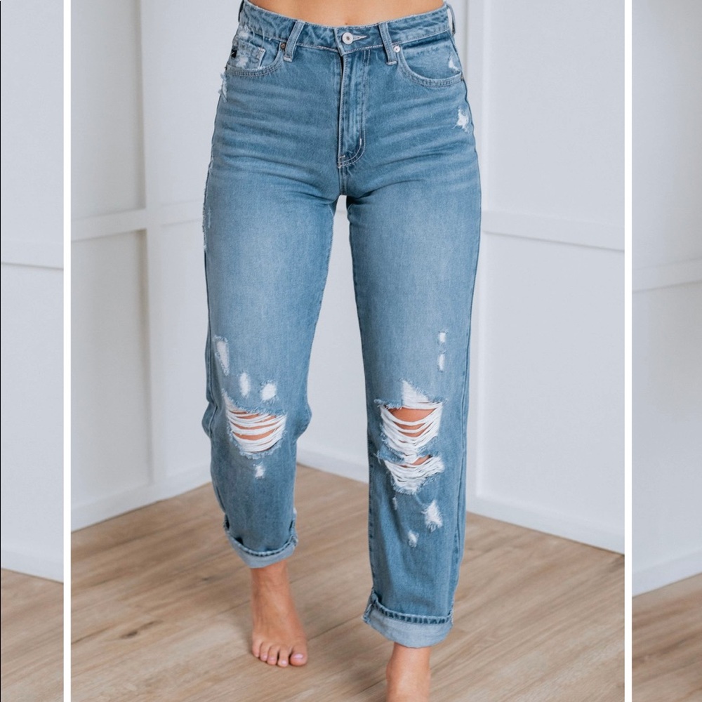 High rise boyfriend jeans